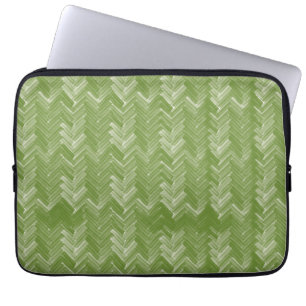 Herringbone Chevron Pattern on Forest Green Laptop Sleeve