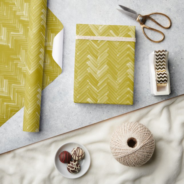 Herringbone Chevron Pattern Vintage Gold Wrapping Paper (Crafts)