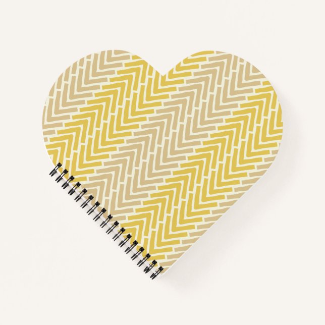 Herringbone Chic Yellow Brown Notebook (Front)