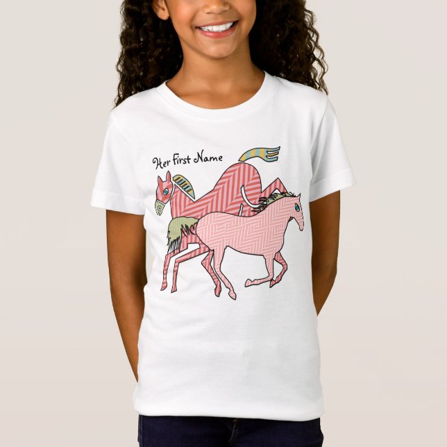 Herringbone Horses (Personalised) T-Shirt (Front)