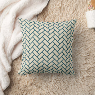 Herringbone Indigo Pattern throw Pillow