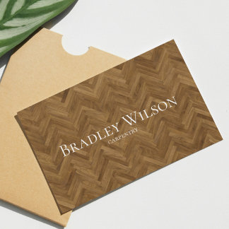 Herringbone Modern Wooden Carpenter Business Cards