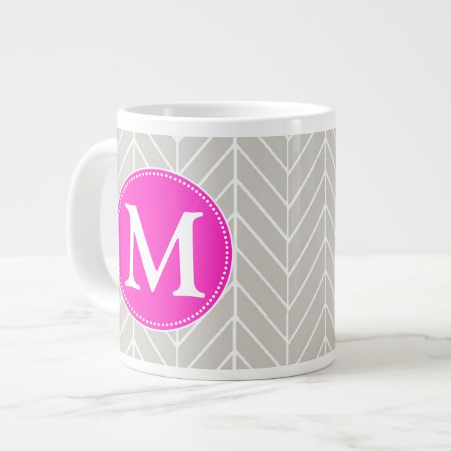 Herringbone Monogram Jumbo Mug (Front Left)