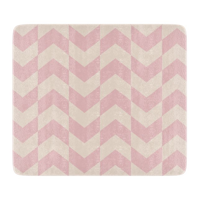 Herringbone Pattern Blush Pink Cutting Board (Front)