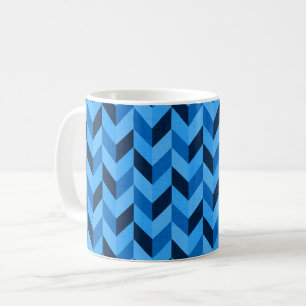 Herringbone pattern in blue coffee mug
