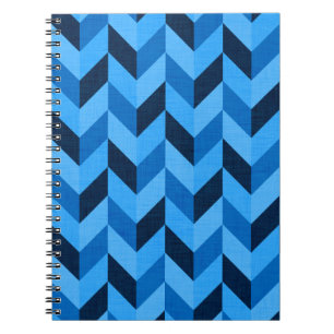Herringbone pattern in blue notebook