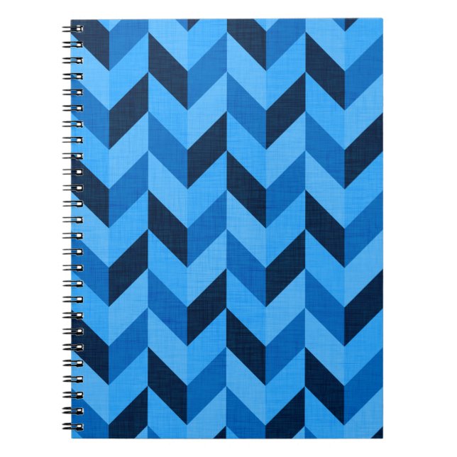 Herringbone pattern in blue notebook (Front)
