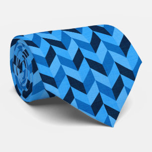 Herringbone pattern in blue tie