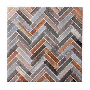 Herringbone Pattern in Earthen Rock Colours Tile