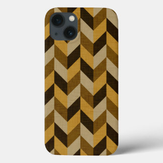Herringbone pattern in golden & brown iPhone 13 case