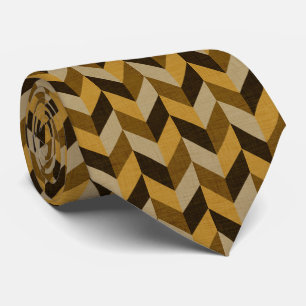 Herringbone pattern in golden & brown tie