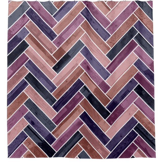 Herringbone Pattern Purple Shower Curtain (Front)