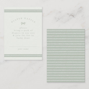 Herringbone Sage Green baby Shower diaper raffle Card