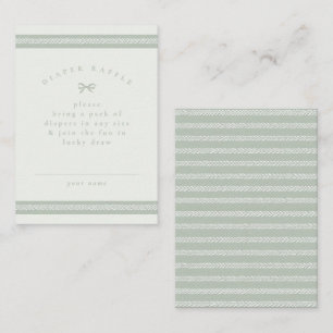 Herringbone Sage Green baby Shower diaper raffle Card