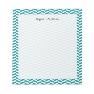 Herringbone Teal Blue Personalised Note Pad