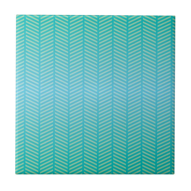 Herringbone Turquoise Blue Tile (Front)