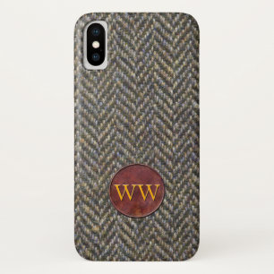 Herringbone Tweed and Leather Monogram Case-Mate iPhone Case