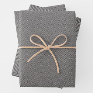Herringbone tweed classic black white Christmas Wrapping Paper Sheet