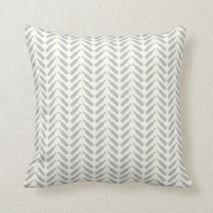Herringbone Wine Bottle Pattern Cream and Grey Cushion