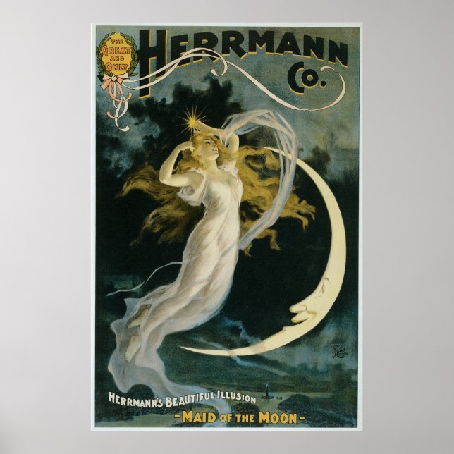 Herrmann ~ Maid of the Moon Vintage Magician Act Poster (Front)