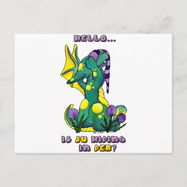Herro is ju in der? cute baby dragon postcard (Front)