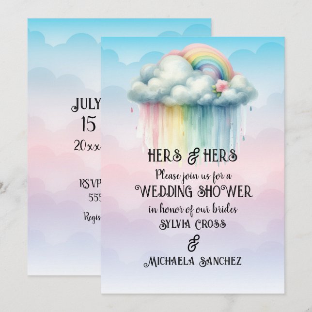 HERS & HERS Lesbian Wedding Shower Invitation (Front/Back)
