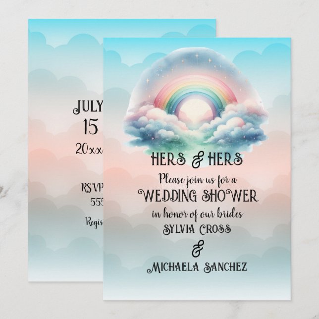 HERS & HERS Lesbian Wedding Shower Invitation (Front/Back)