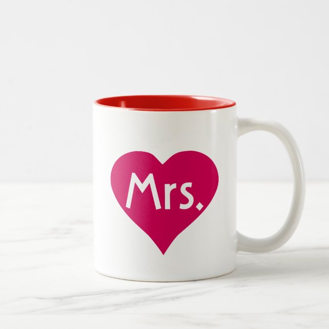 Hers Mrs Mug in red heart - Mr and Mrs mugs set (Right)