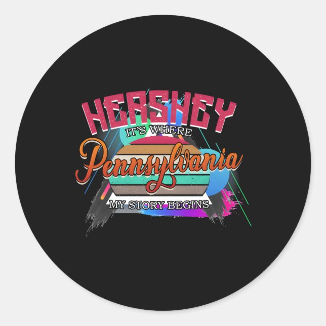 Hershey Pennsylvania Pa Established Sports Classic Round Sticker (Front)