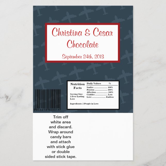 Hershey's Large Bar Wrapper Aeroplane Flight  Blue (Front)