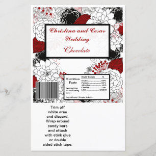 Hershey's Large Bar Wrapper Black Flowers Red leav