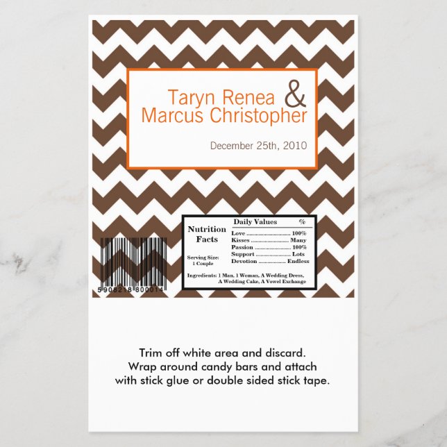 Hershey's Large Bar Wrapper Brown Orange Chevron (Front)