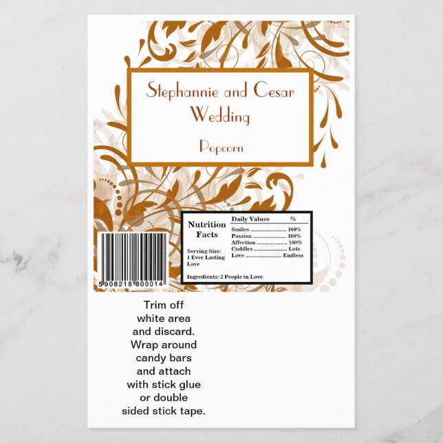 Hershey's Large Bar Wrapper Damask Autumn (Front)