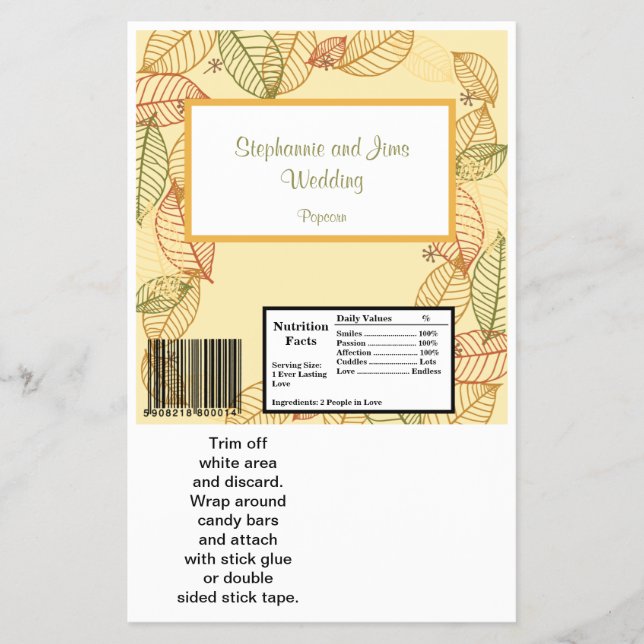 Hershey's Large Bar Wrapper Fall Leaves (Front)