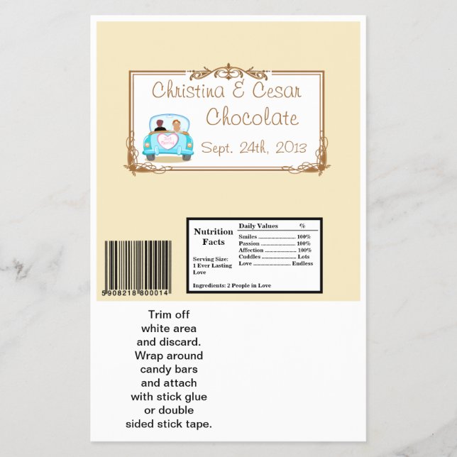 Hershey's Large Bar Wrapper Just got Married Coupl (Front)