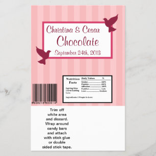 Hershey's Large Bar Wrapper Love Birds Pink Stripe