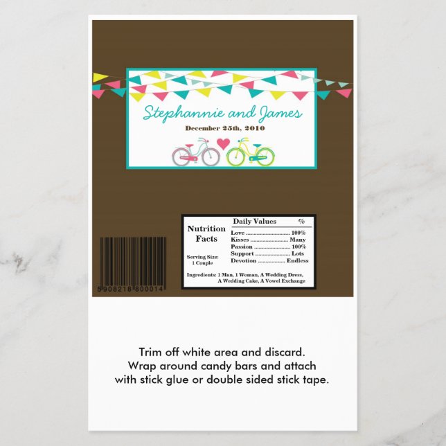 Hershey's Large Bar Wrapper Love Lovers Bikes Bicy (Front)