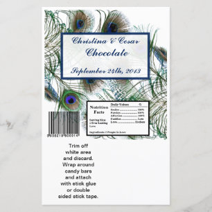 Hershey's Large Bar Wrapper Peacock Feathers Blue