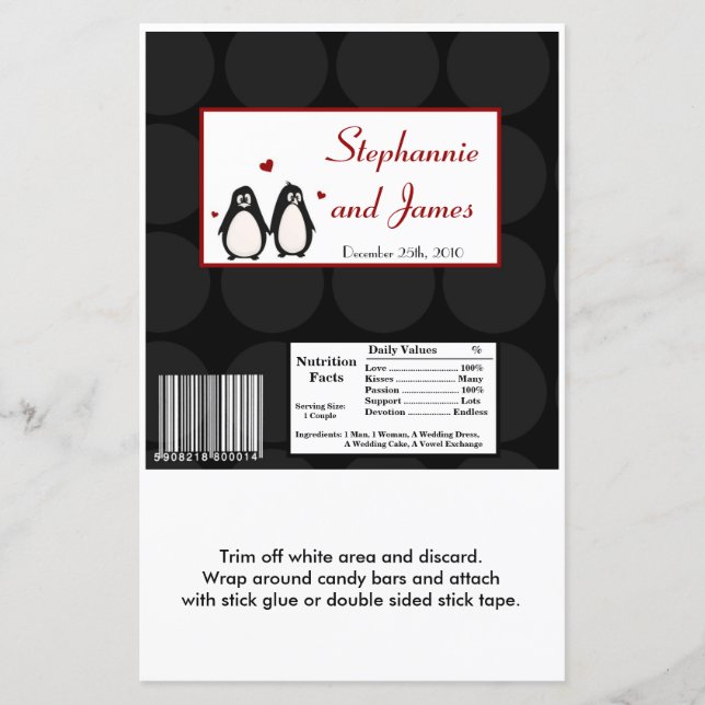 Hershey's Large Bar Wrapper Penguin Love Couple (Front)