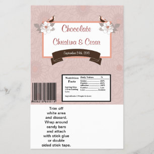 Hershey's Large Bar Wrapper Pink/Brown Floral Love