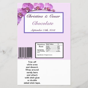 Hershey's Large Bar Wrapper Purple Orchids on Stem