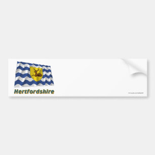 Hertfordshire Waving Flag with Name Bumper Sticker