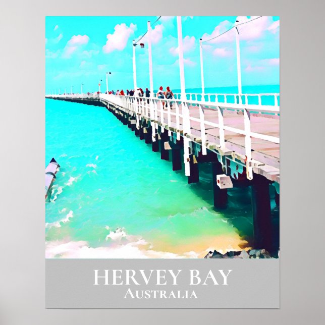 Hervey Bay Queensland Australia sea vintage travel Poster (Front)