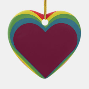 Herz ♥ Heart – Rainbow Colours – Regenbogenfarben Ceramic Tree Decoration