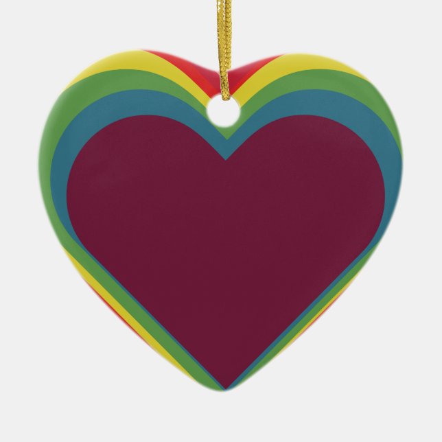 Herz ♥ Heart – Rainbow Colours – Regenbogenfarben Ceramic Tree Decoration (Front)