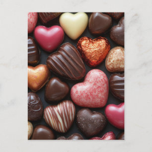 Herz Schokolade und Pralinen Valentinstag Postcard