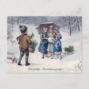 "Herzliche Neujahrsgrusse" Vintage German Postcard