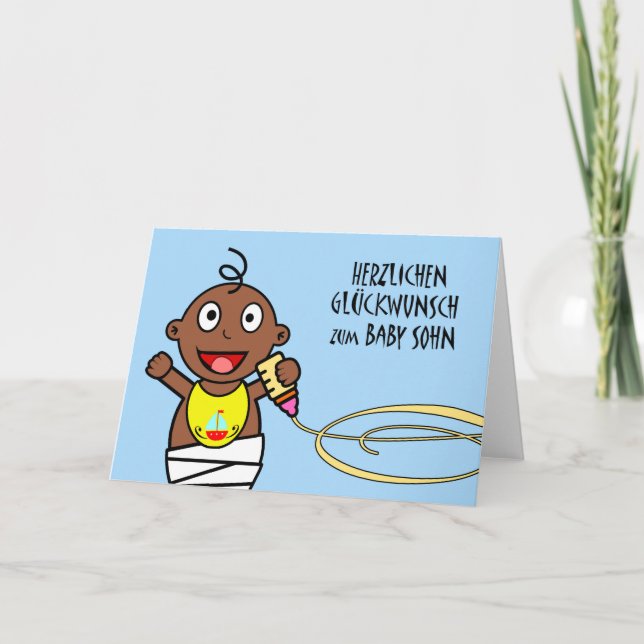 Herzlichen glückwunsch zum baby sohn, German Card (Front)