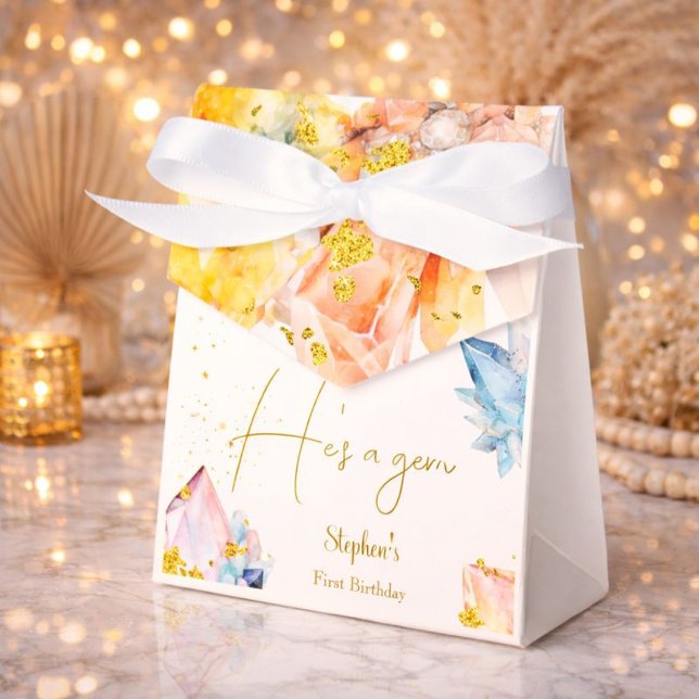 He's a Gem Birthday Crystals Boy's watercolor Favour Box (Creator Uploaded)