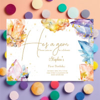 He's a Gem Birthday Crystals Boy's watercolor